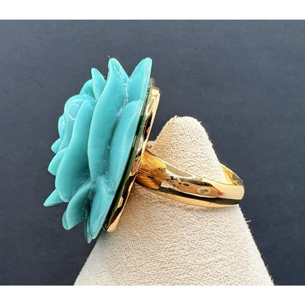 Vintage Kenneth Jay Lane Kjl Turquoise Rose Flowe… - image 5